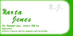 marta jencs business card